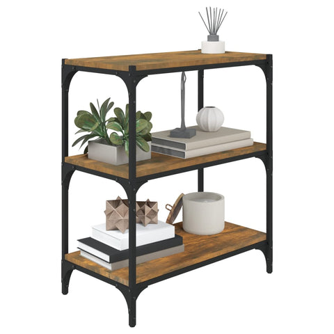 vidaXL Book Cabinet Smoked Oak 60x33x70.5 cm Engineered Wood and Steel