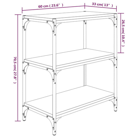 vidaXL Book Cabinet Smoked Oak 60x33x70.5 cm Engineered Wood and Steel