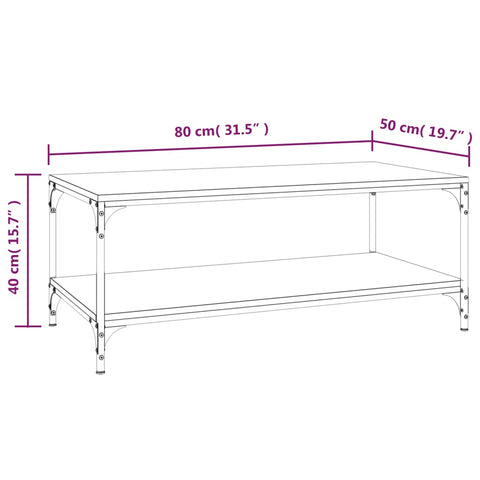 vidaXL Coffee Table Smoked Oak 80x50x40 cm Engineered Wood