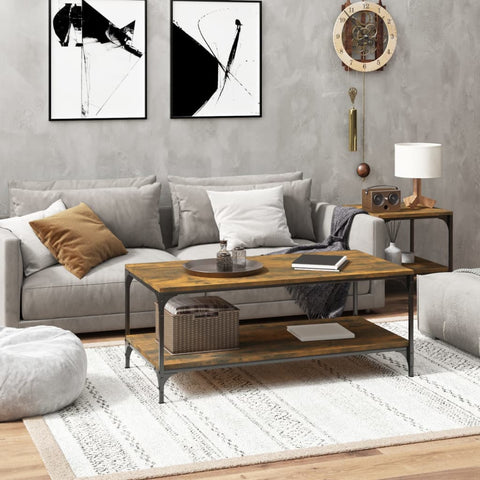 vidaXL Coffee Table Smoked Oak 80x50x40 cm Engineered Wood