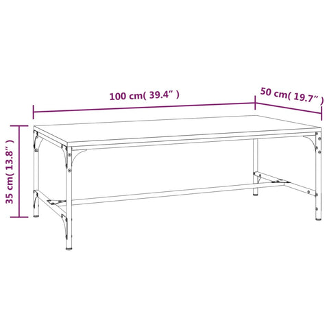 vidaXL Coffee Table Smoked Oak 100x50x35 cm Engineered Wood