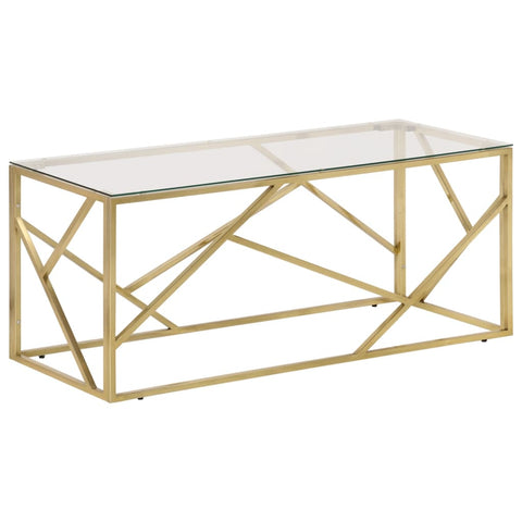 vidaXL Coffee Table Gold Stainless Steel and Tempered Glass
