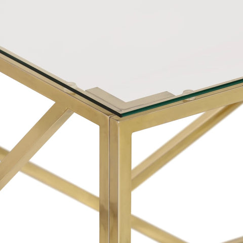 vidaXL Coffee Table Gold Stainless Steel and Tempered Glass
