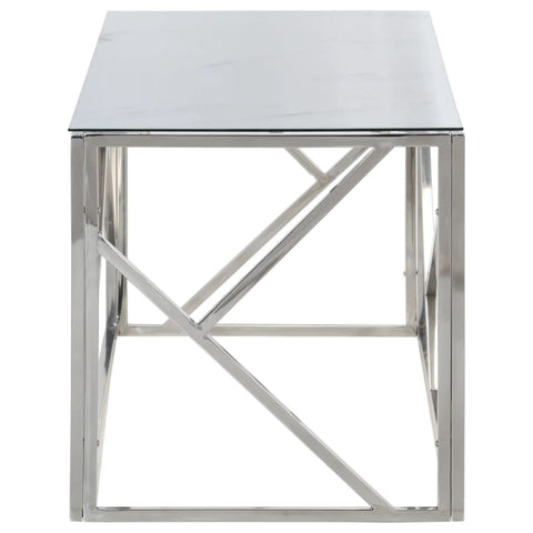 vidaXL Coffee Table Silver Stainless Steel and Tempered Glass