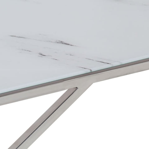 vidaXL Coffee Table Silver Stainless Steel and Tempered Glass