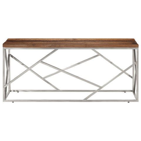 vidaXL Coffee Table Silver Stainless Steel and Solid Sleeper Wood