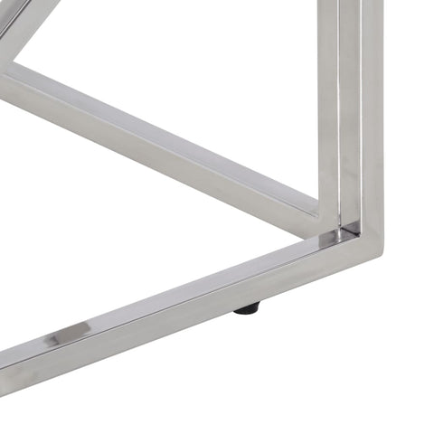 vidaXL Coffee Table Silver Stainless Steel and Solid Sleeper Wood