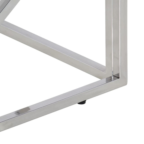 vidaXL Coffee Table Silver Stainless Steel and Solid Acacia Wood