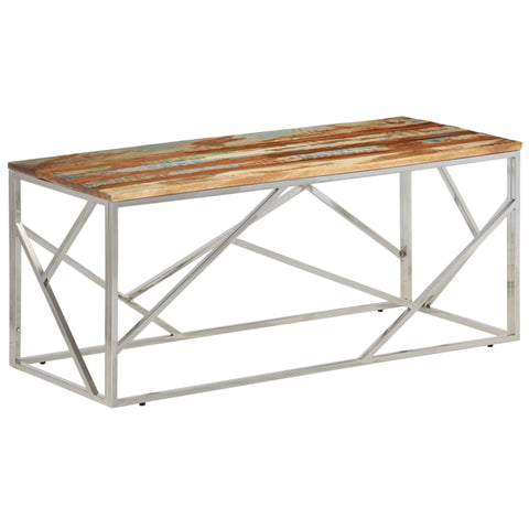 vidaXL Coffee Table Silver Stainless Steel and Solid Reclaimed Wood