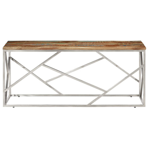 vidaXL Coffee Table Silver Stainless Steel and Solid Reclaimed Wood