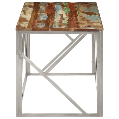 vidaXL Coffee Table Silver Stainless Steel and Solid Reclaimed Wood