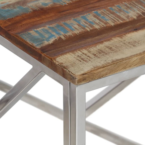 vidaXL Coffee Table Silver Stainless Steel and Solid Reclaimed Wood