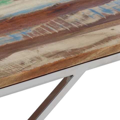 vidaXL Coffee Table Silver Stainless Steel and Solid Reclaimed Wood