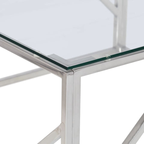 vidaXL Coffee Table Silver Stainless Steel and Tempered Glass