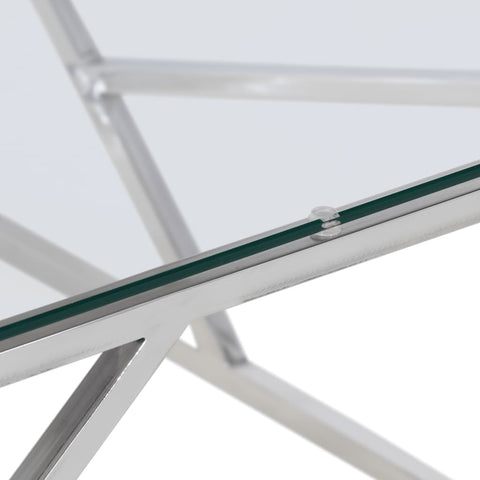 vidaXL Coffee Table Silver Stainless Steel and Tempered Glass