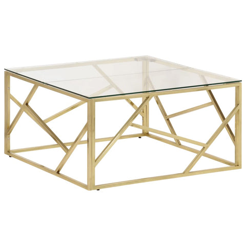 vidaXL Coffee Table Gold Stainless Steel and Tempered Glass