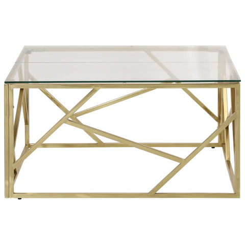 vidaXL Coffee Table Gold Stainless Steel and Tempered Glass