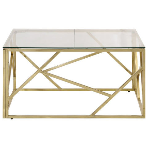 vidaXL Coffee Table Gold Stainless Steel and Tempered Glass