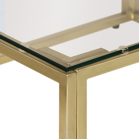 vidaXL Coffee Table Gold Stainless Steel and Tempered Glass
