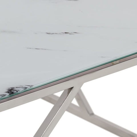 vidaXL Coffee Table Silver Stainless Steel and Tempered Glass