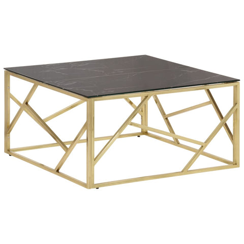 vidaXL Coffee Table Gold Stainless Steel and Tempered Glass