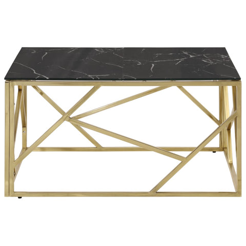 vidaXL Coffee Table Gold Stainless Steel and Tempered Glass