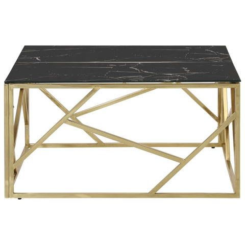 vidaXL Coffee Table Gold Stainless Steel and Tempered Glass