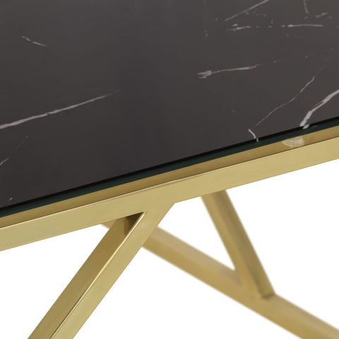 vidaXL Coffee Table Gold Stainless Steel and Tempered Glass