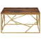 vidaXL Coffee Table Gold Stainless Steel and Solid Sleeper Wood