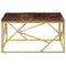 vidaXL Coffee Table Gold Stainless Steel and Solid Sleeper Wood