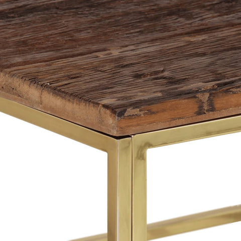vidaXL Coffee Table Gold Stainless Steel and Solid Sleeper Wood