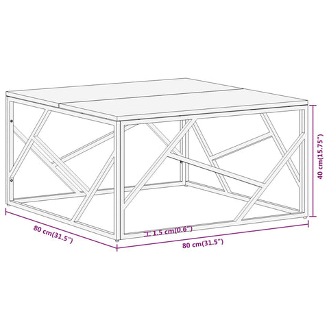 vidaXL Coffee Table Gold Stainless Steel and Solid Sleeper Wood