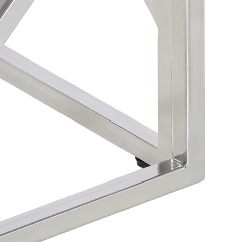 vidaXL Coffee Table Silver Stainless Steel and Solid Acacia Wood