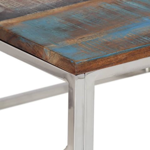 vidaXL Coffee Table Silver Stainless Steel and Solid Reclaimed Wood