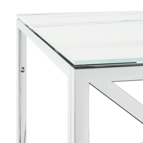 vidaXL Coffee Table 110x45x45 cm Stainless Steel and Glass