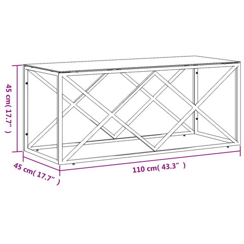 vidaXL Coffee Table 110x45x45 cm Stainless Steel and Glass