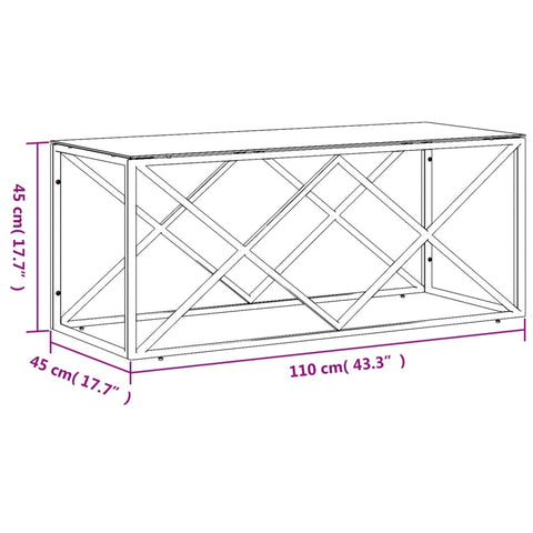 vidaXL Coffee Table 110x45x45 cm Stainless Steel and Glass