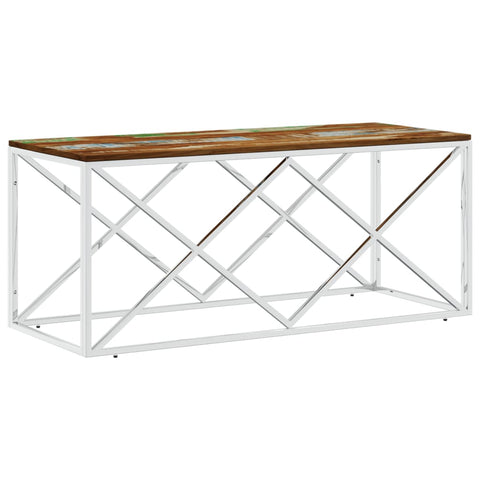 vidaXL Coffee Table Stainless Steel and Solid Wood Reclaimed