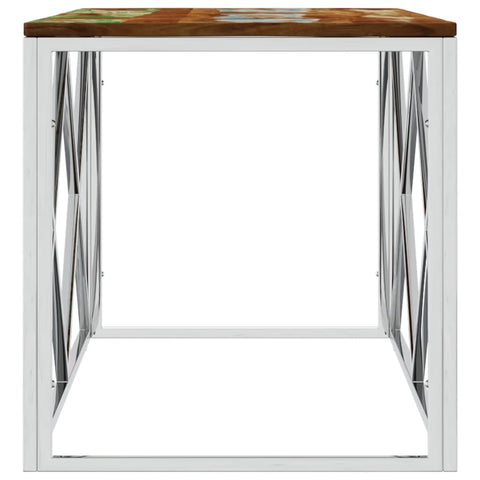 vidaXL Coffee Table Stainless Steel and Solid Wood Reclaimed