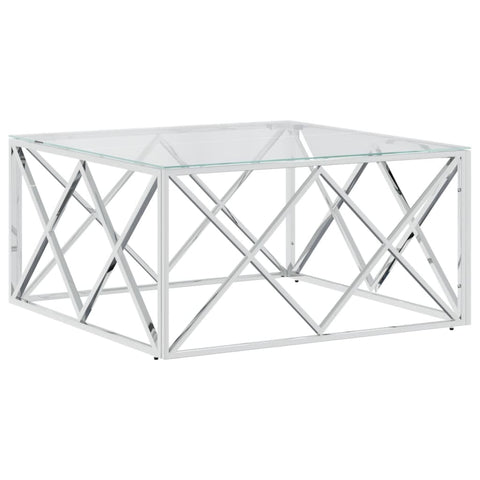 vidaXL Coffee Table 80x80x40 cm Stainless Steel and Glass