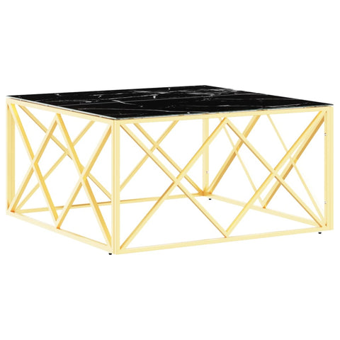 vidaXL Coffee Table Gold 80x80x40 cm Stainless Steel and Glass