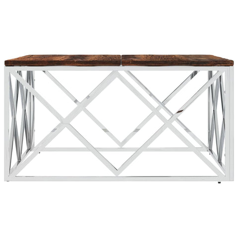 vidaXL Coffee Table Stainless Steel and Solid Wood Reclaimed