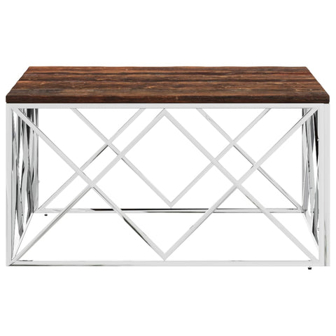 vidaXL Coffee Table Stainless Steel and Solid Wood Reclaimed