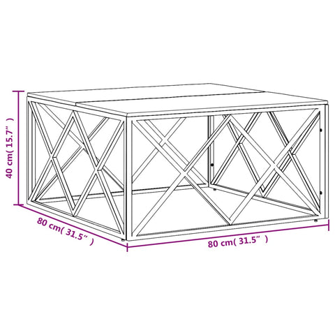 vidaXL Coffee Table Silver Stainless Steel and Solid Wood Acacia