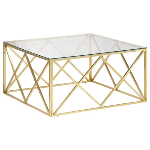 vidaXL Coffee Table Gold Stainless Steel and Tempered Glass