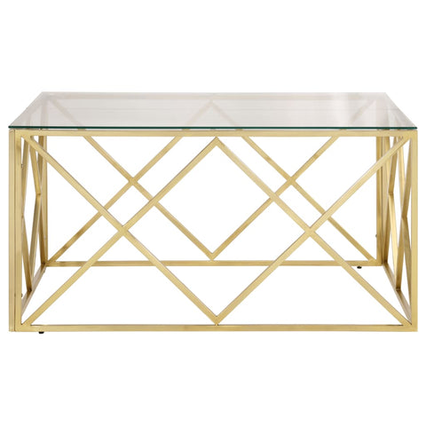 vidaXL Coffee Table Gold Stainless Steel and Tempered Glass