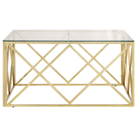 vidaXL Coffee Table Gold Stainless Steel and Tempered Glass