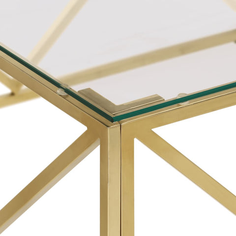 vidaXL Coffee Table Gold Stainless Steel and Tempered Glass