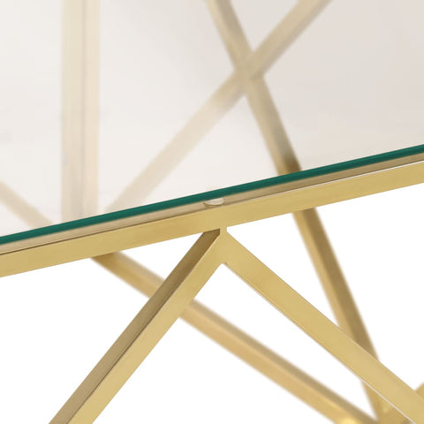 vidaXL Coffee Table Gold Stainless Steel and Tempered Glass