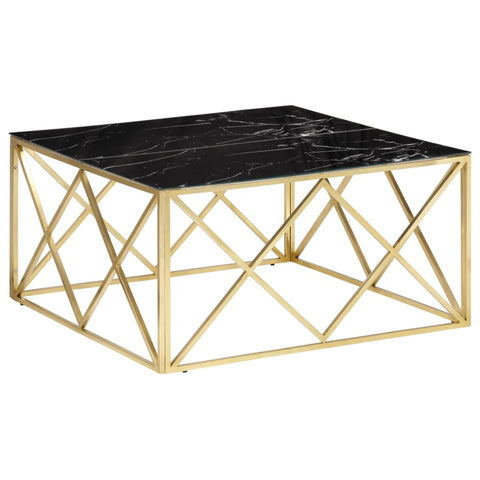 vidaXL Coffee Table Gold Stainless Steel and Tempered Glass